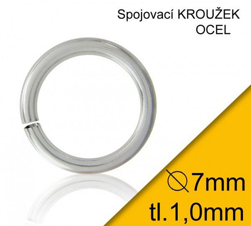 KROUŽEK spojovací-CHIRURGICKÁ OCEL 316L. Velikost venkovní pr.7,0mm tl.1,0mm.