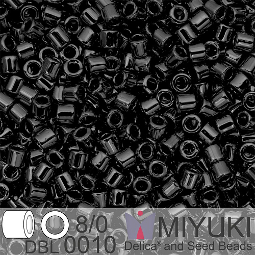 Korálky Miyuki Delica 8/0. Barva Black DBL0010. Balení 5g.