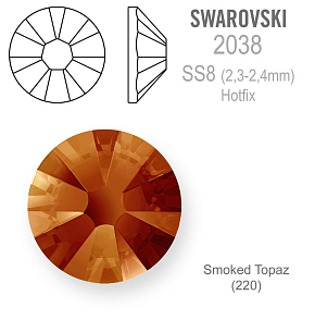 SWAROVSKI xilion rose HOT-FIX velikost SS8 barva SMOKED TOPAZ 