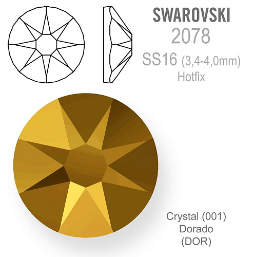 Swarovski 2078 XIRIUS Rose HOT-FIX velikost SS16 barva Crystal Dorado.