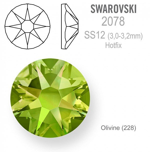 Swarovski xirius rose HOTFIX 2078 velikost SS12 barva Olivine