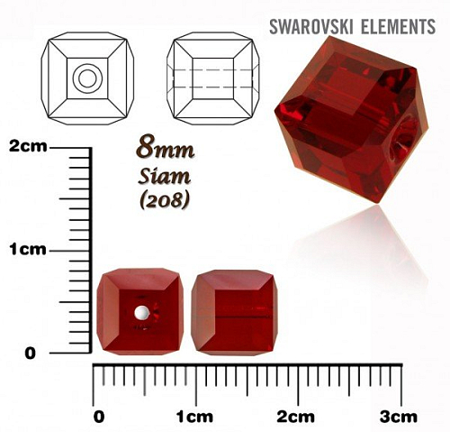 SWAROVSKI CUBE Beads 5601 barva SIAM velikost 8mm.