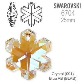 Swarovski 6704 Snowflake barva Crystal (001) Blue AB (BLAB) velikost 25mm. 