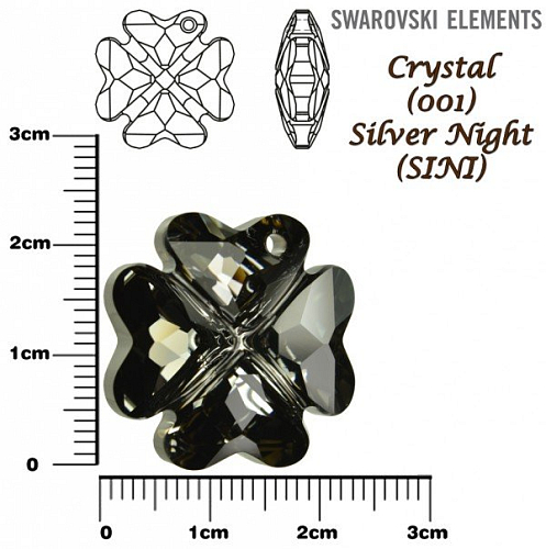 SWAROVSKI 6764 CLOVER Pendant barva CRYSTAL SILVER NIGHT velikost 23mm.