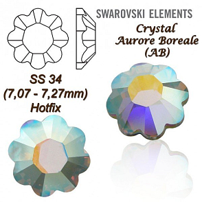 SWAROVSKI 2728 HOT-FIX  tvar KYTKA SS34 barva CRYSTAL AURORE BOREALE