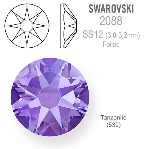 SWAROVSKI 2088 XIRIUS FOILED velikost SS12 barva TANZANITE 