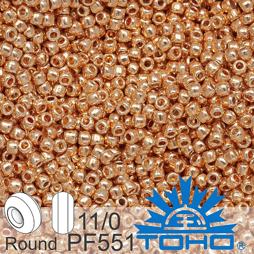 Korálky TOHO tvar ROUND (kulaté). Velikost 11/0. Barva č.PF551-Permanent Finish - Galvanized Rose Gold. Balení 8g