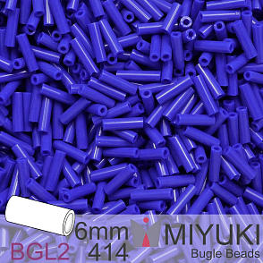 Korálky Miyuki Bugle Bead 6mm. Barva BGL2-414 Opaque Cobalt Blue. Balení 10g.