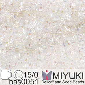 Korálky Miyuki Delica 15/0. Barva DBS 0051 Crystal AB. Balení 2g.