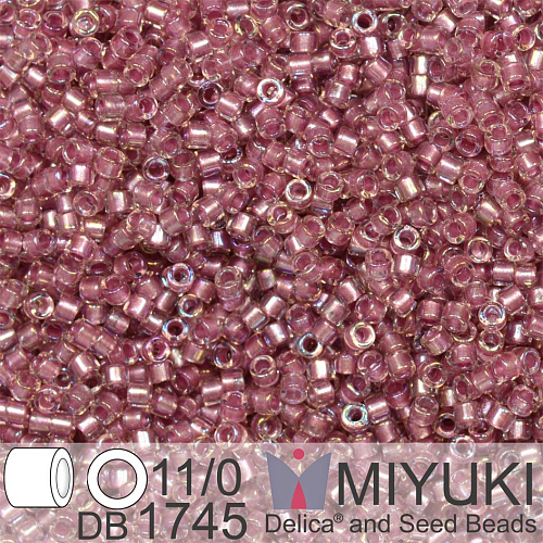 Korálky Miyuki Delica 11/0. Barva Sparkling Antique Rose Lined Crystal AB DB1745. Balení 5g