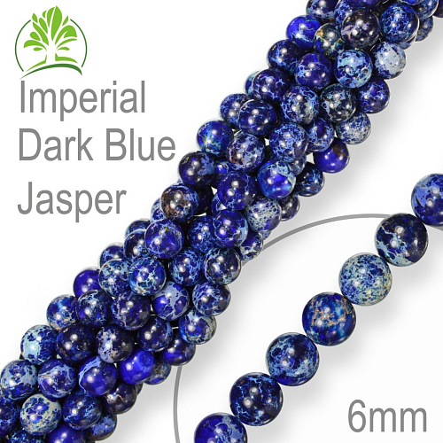 Korálky z minerálů Imperial Dark Blue Jasper přírodní polodrahokam. Velikost pr.6mm. Balení 12Ks.