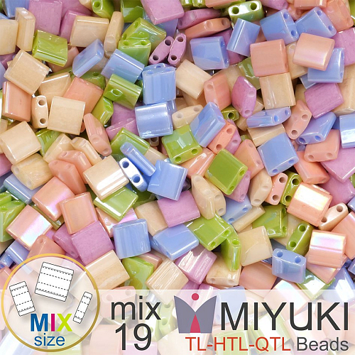Korálky MIYUKI směs tvar TL-HTL-QTL BEADS . Barva MIX 19 Sweet spring . Balení 5g.