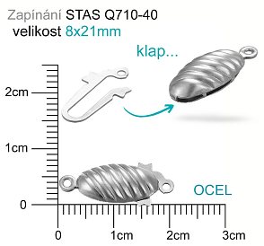 Mechanické zapínání (Záponka)  OCEL ozn.-STAS-Q710-40. velikost 8x21mm
