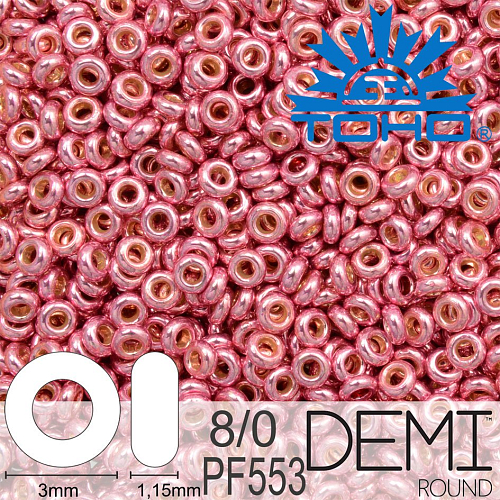 Korálky TOHO Demi Round 8/0. Barva PF553 PermaFinish - Galvanized Pink Lilac.. Balení 5g