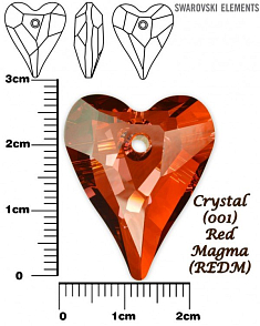 SWAROVSKI Wild Heart Pendant barva CRYSTAL RED MAGMA velikost 27mm. 