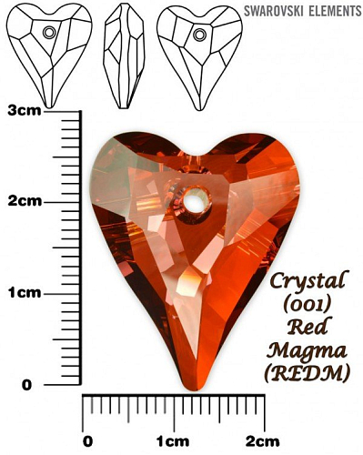 SWAROVSKI Wild Heart Pendant barva CRYSTAL RED MAGMA velikost 27mm. 