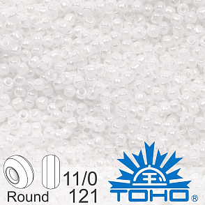 Korálky TOHO tvar ROUND (kulaté). Velikost 11/0. Barva č. 121-Opaque-Lustered White . Balení 8g.