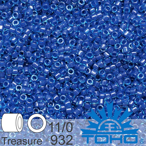 Korálky TOHO tvar TREASURE (válcové). Velikost 11/0. Barva č. 932-Inside-Color Aqua/Capri Lined . Balení 5g.