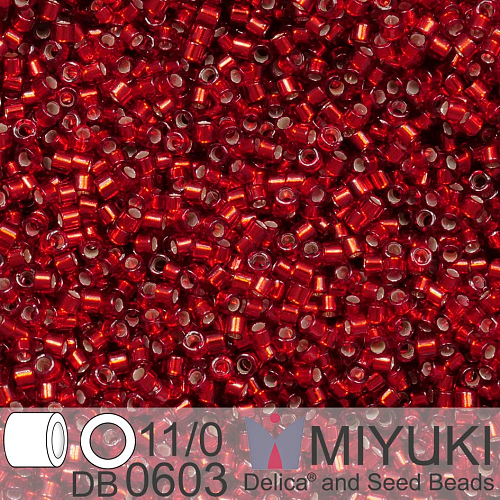 Korálky Miyuki Delica 11/0. Barva Dyed S/L Brick Red DB0603. Balení 5g.