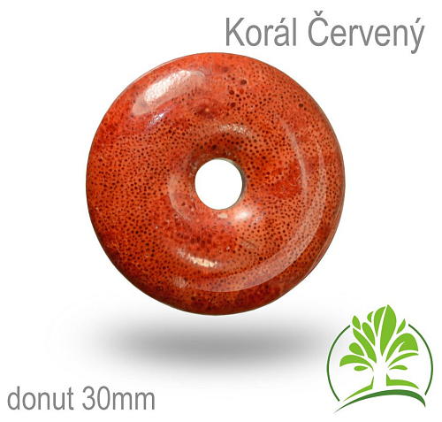 Kámen KORÁL ćervený donut-o pr. 20mm tl.3,5mm.