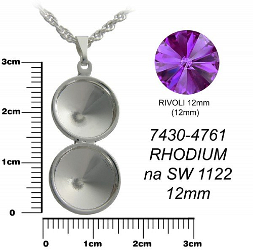 Lůžko na RIVOLKY LITÉ 2x12mm DVOJITÉ + řetízek.. Barva rhodium. Ozn-7430-4761. 