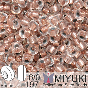 Korálky Miyuki Round 6/0. Barva 197 Copper Lined Crystal. Balení 3g