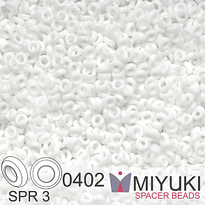 Korálky Miyuki SPACER Beads 3x1,3mm. Barva SPR3-0402 White. Balení 5g.