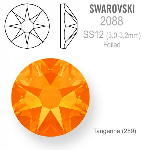 SWAROVSKI 2088 XIRIUS FOILED velikost SS12 barva Tangerine 