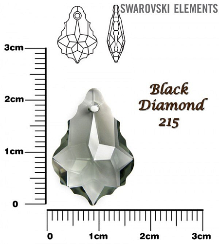 SWAROVSKI Baroque Pendant barva BLACK DIAMOND velikost 22x15mm