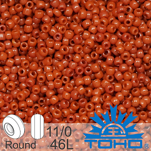 Korálky TOHO tvar ROUND (kulaté). Velikost 11/0. Barva č.46L- Opaque Terra Cotta . Balení 8g.