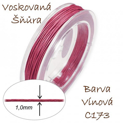 Voskovaná šňůra-síla 1,0mm v barvě vínové číslo C173