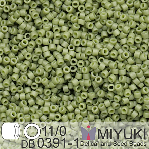 Korálky Miyuki Delica 11/0. Barva Matte Opaque Olive Luster DB0391-1. Balení 5g.