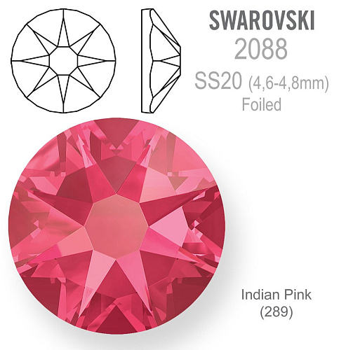 SWAROVSKI XIRIUS FOILED velikost SS20 barva INDIAN PINK 