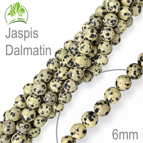 Korálky z minerálů  Jaspis Dalmatin přírodní polodrahokam. Velikost pr.6mm. Balení 12Ks.