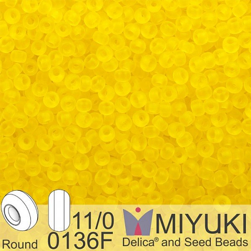 Korálky Miyuki Round 11/0. Barva 0136F Matte Tr Yellow . Balení 5g. 