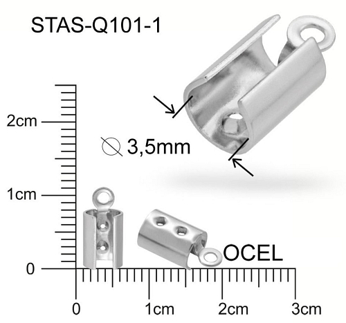 Koncovka CHIRURGICKÁ OCEL ozn.-STAS-Q101-1. velikost 10x4,2mm.