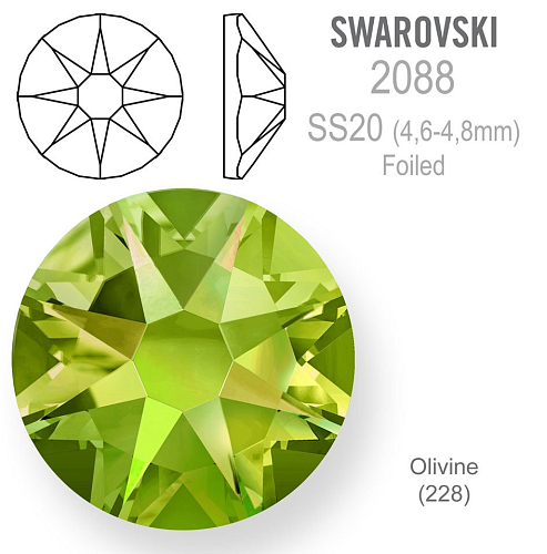 SWAROVSKI XIRIUS FOILED velikost SS20 barva OLIVINE 
