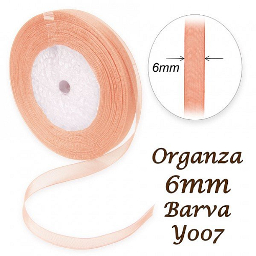 ORGANZA stuha šířka 6mm. Číslo Y007 barva LOSOSOVÁ. 