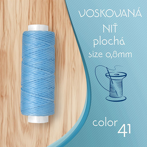 Voskovaná nit 0,8mm PLOCHÁ cívka 30m barva č.41 Light Blue