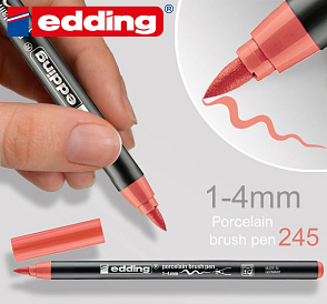 Vypalovací barva na PORCELÁN Fix (popisovač). Šířka 1-4mm odstín č.245 Korálově/Červená