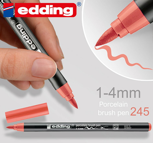 Vypalovací barva na PORCELÁN Fix (popisovač). Šířka 1-4mm odstín č.245 Korálově/Červená