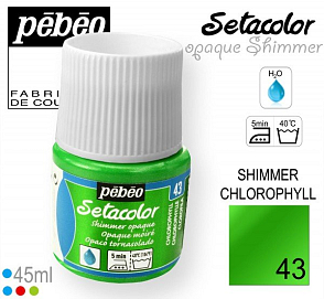 Barva na Textil SETACOLOR OPAQUE SHIMMER Pebeo. barva č. 43 CHLOROPHYLL. Balení 45ml.