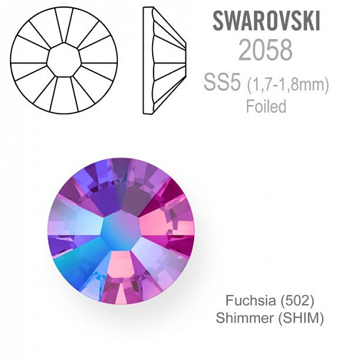 Swarovski 2058 XILION FOILED velikost SS5 barva Fuchsia Shimmer 