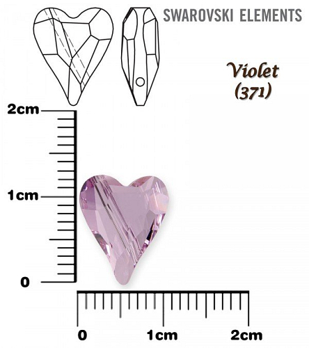 SWAROVSKI KORÁLKY 5743 Heart Bead barva VIOLET velikost 12mm.