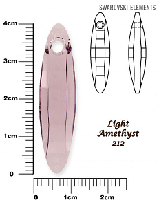 SWAROVSKI ELEMENTS 6470 Ellipse Pendant barva LIGHT AMETHYST velikost 40mm.