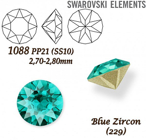 SWAROVSKI ELEMENTS 1088 XIRIUS Chaton PP21 (SS10)  2,70-2,80mm barva BLUE ZIRCON (229).