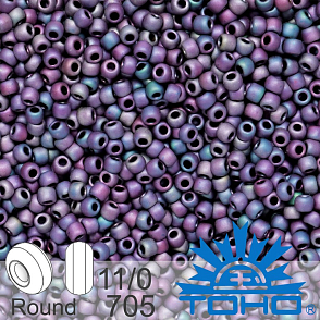 Korálky TOHO tvar ROUND (kulaté). Velikost 11/0. Barva č.705 Matte-Color Iris - Blue. Balení 8g.