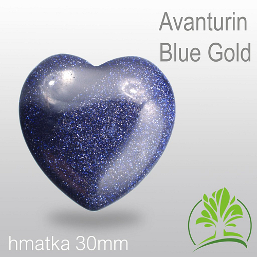 HMATKA tvar Srdce velikost 30mm Avanturin Blue Gold syntetický