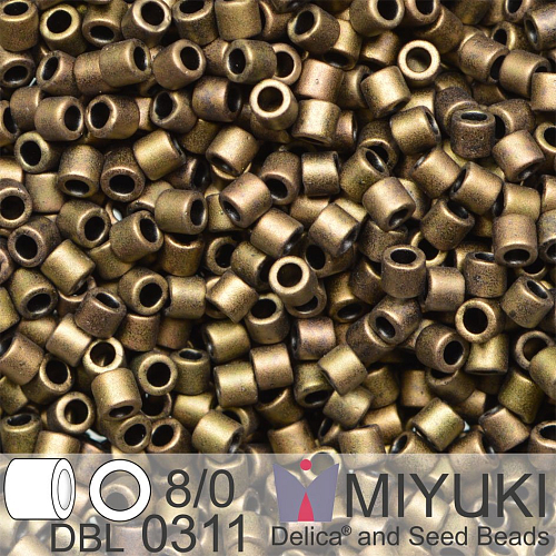 Korálky Miyuki Delica 8/0. Barva Matte Metallic Dark Olive DBL 0311. Balení 5g.