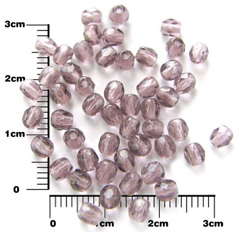 Broušené korálky světlé fialové 2002 pr 4 mm 120ks v sáčku.